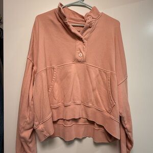 Aerie Blush Button-Up Sweatshirt
